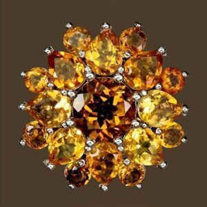 925 Sterling Silver Pendant 18mm with Natural Citrine Gemstone.